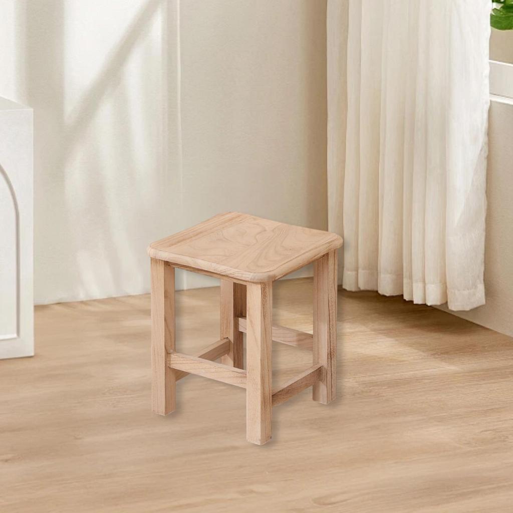 Wooden Foot Stool Change Shoe Stool Small Footstool for Doorway Dorm Bedroom Style B