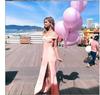 Autumn Hot Style Simple Bandeau Slit Floor-Length Dress