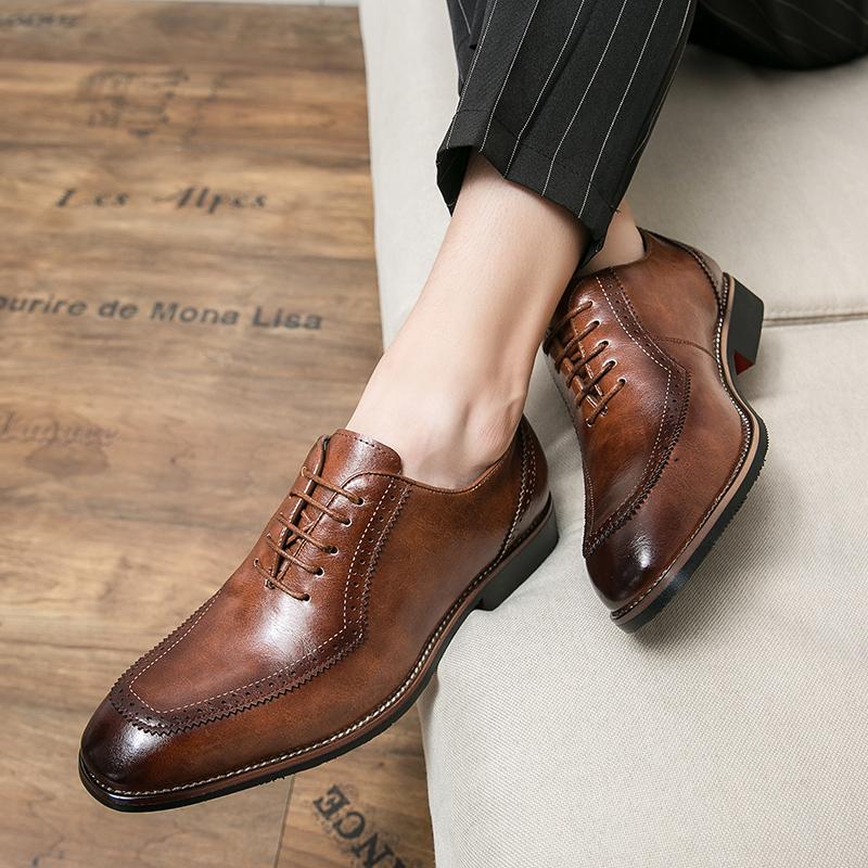 Old British Style Mens Luxury Business Leather Shoes Classic Office Formal Shoes Gentleman Wedding Social Leisure Shoes Footwear