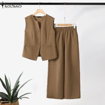 Ärmellose Weste, Oberteile und Hosen für Damen, zweiteiliges Sommer-Set