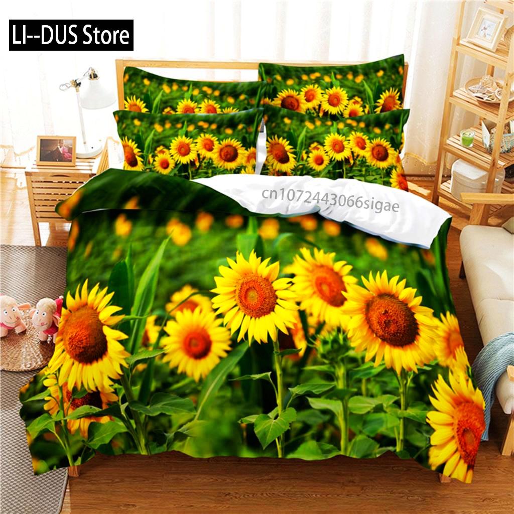 Beautiful SunFlower Bedding Set Duvet Cover Set 3d Bedding Digital Printing Queen Size Bedding Set Fashion Design