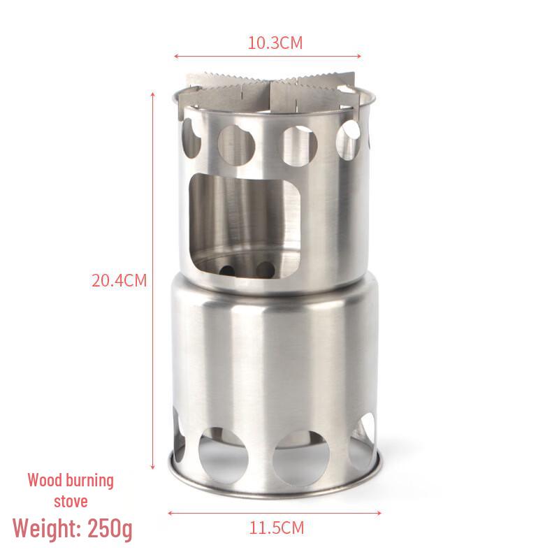 Portable Stainless Steel Camping Wood Stove Set
