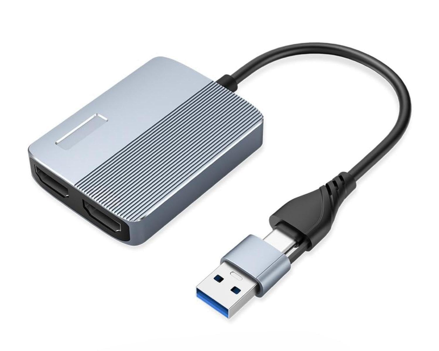 

Преобразование USB A в HDMI HDMI-хаб для двойной поддержки режима расширения дублирования 3 USB Type C в преобразование HDMI USB C Сделано из Подходит для Windows Mac OS Нет серый