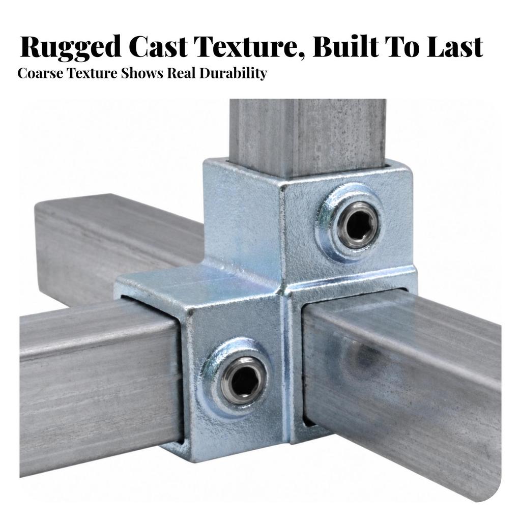 Heavy Duty Square Tube Connector Weldno-Weld Silver Hardware Straight