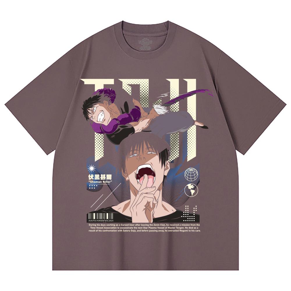 230 Gsm 100% Cotton Jujutsu Kaisen V47 Toji Print Unisex Heavy Cotton T Shirt