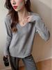 Plus Size Women's V-Neck Long-Sleeve Warm T-Shirt - Autumn/Winter Slimming Base Layer Top