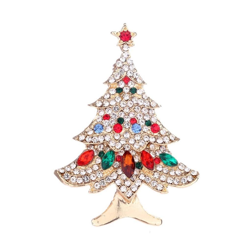 Weihnachts Bunte Strassstern Baum Broschen Klassisch Trendige Weihnachtsbaum Anstecker Für Damen Herren Neujahrsparty Feiertags Schmuck Geschenk