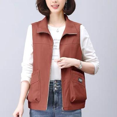 Casual Spring Autumn Vest for Women Loose Fit Plus Size Short Sleeveless Jacket for Moms