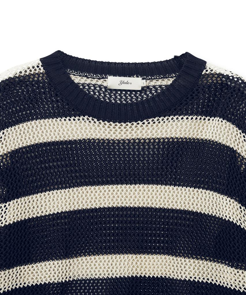 YALE Striped Curly Knit_Navy