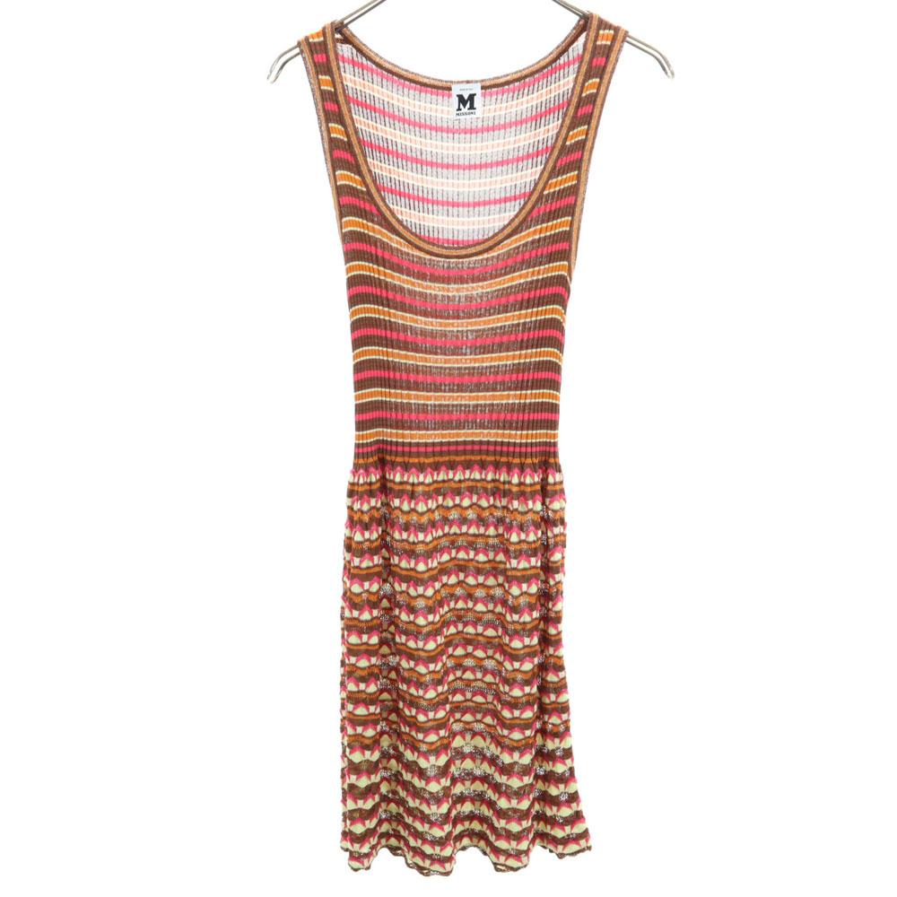 

Missoni made in Italy Border Pattern No sleeve knit one piece 42 Women Used