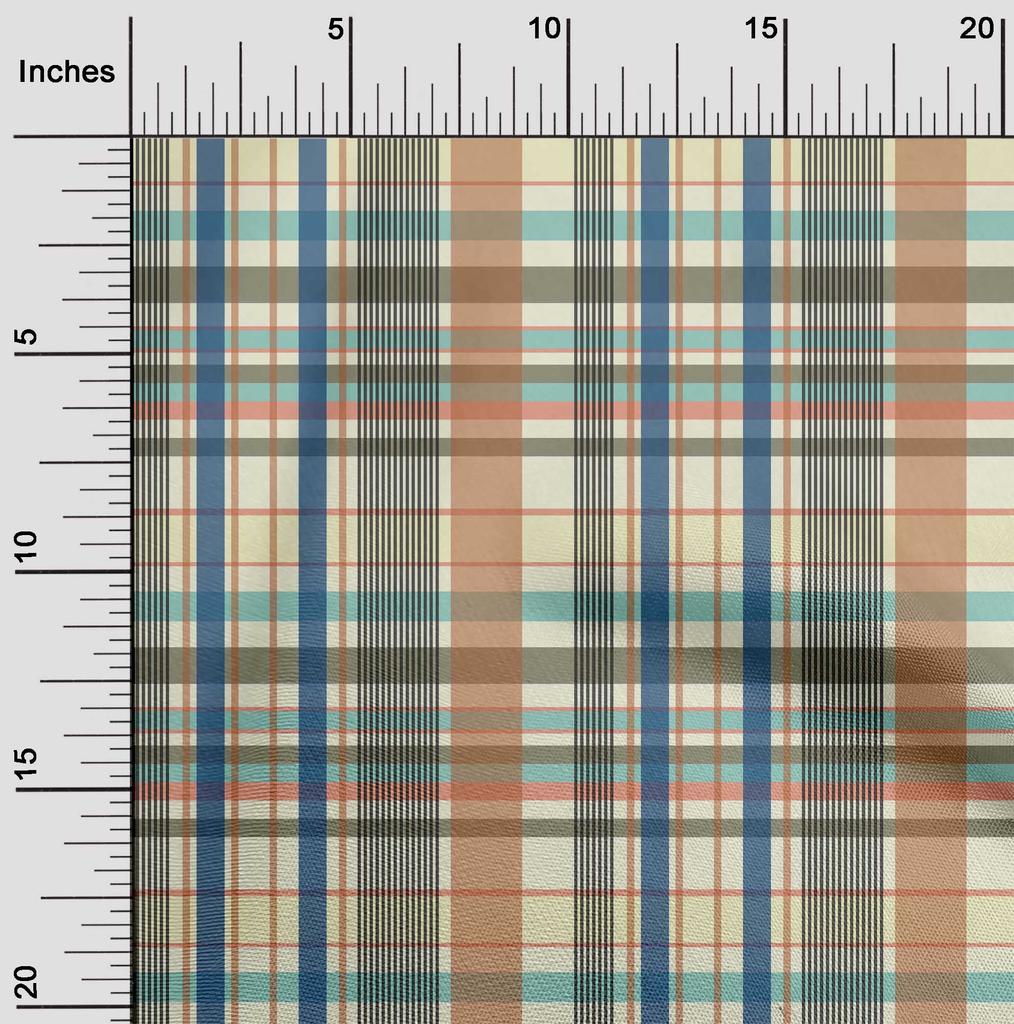 oneOone Cotton Flex Fabric Madras Check Decor Fabric Printed BTY 40 Inch