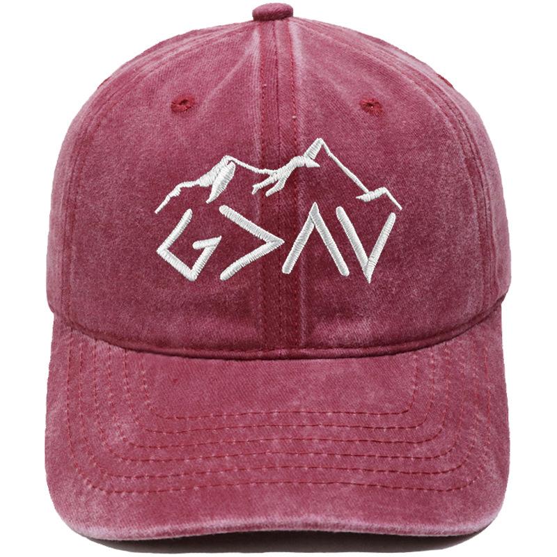 Mountain peak GOD symbol embroidered baseball cap retro dad hat men's and women's leisure outdoor hiking visor