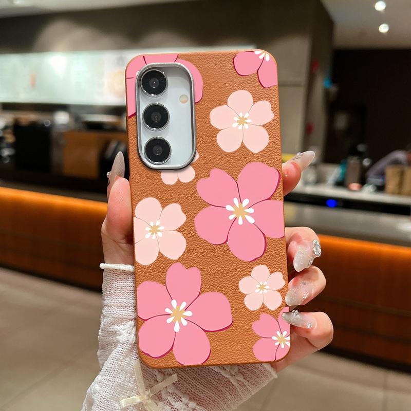 Fresh Style Cherry Blossom Pattern Case For Samsung Galaxy S26 Ultra S25 Edge S24 Plus S23 S22 S21 FE A54 A15 A35 A55 A16 A26 A36 A56 A17 A37 A57 5G