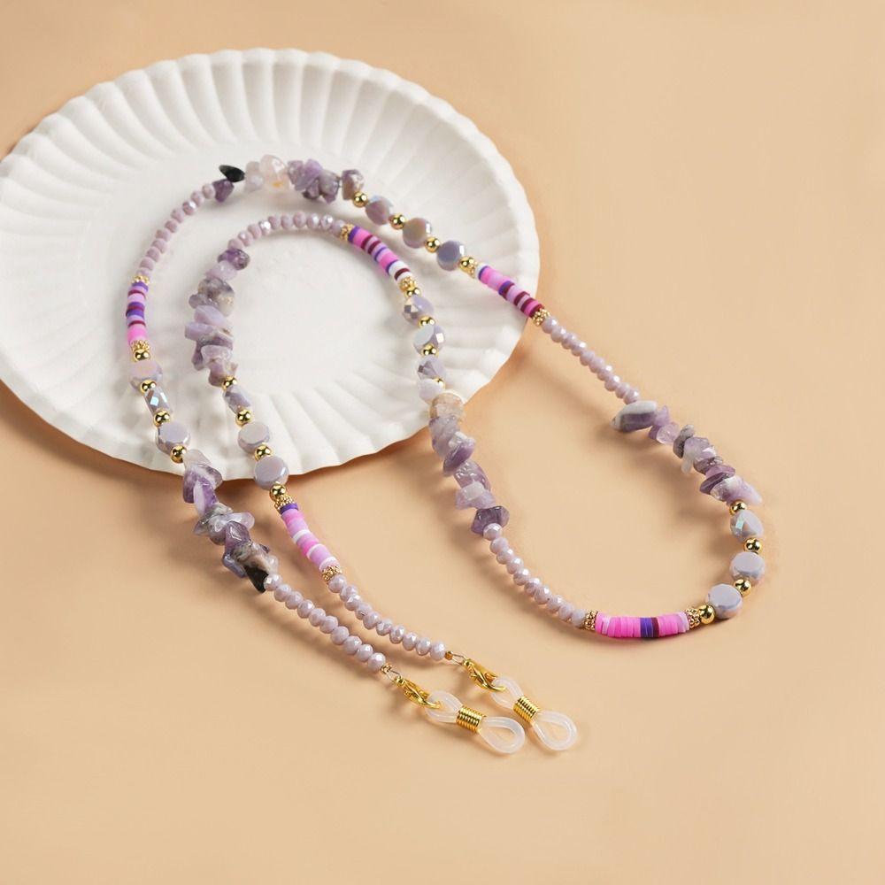 Crystal Eyeglass Holder Necklace Colorful Eyeglass Lanyard Beads Glasses Chain Reading Glasses