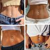 Butterfly-bow Dangled Navel Ring Piercing 14G Flower Heart Crystal CZs Belly Button Ring for Women Stainless Steel Belly Jewelry