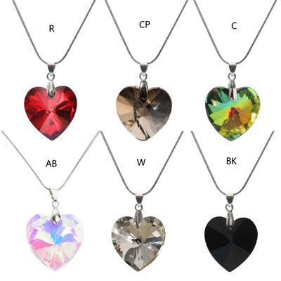 Glass Heart Pendant Necklace Clavicle Chain Jewelry Simple Stainless Steel Chain Charm Necklace Elegant Neck Chain
