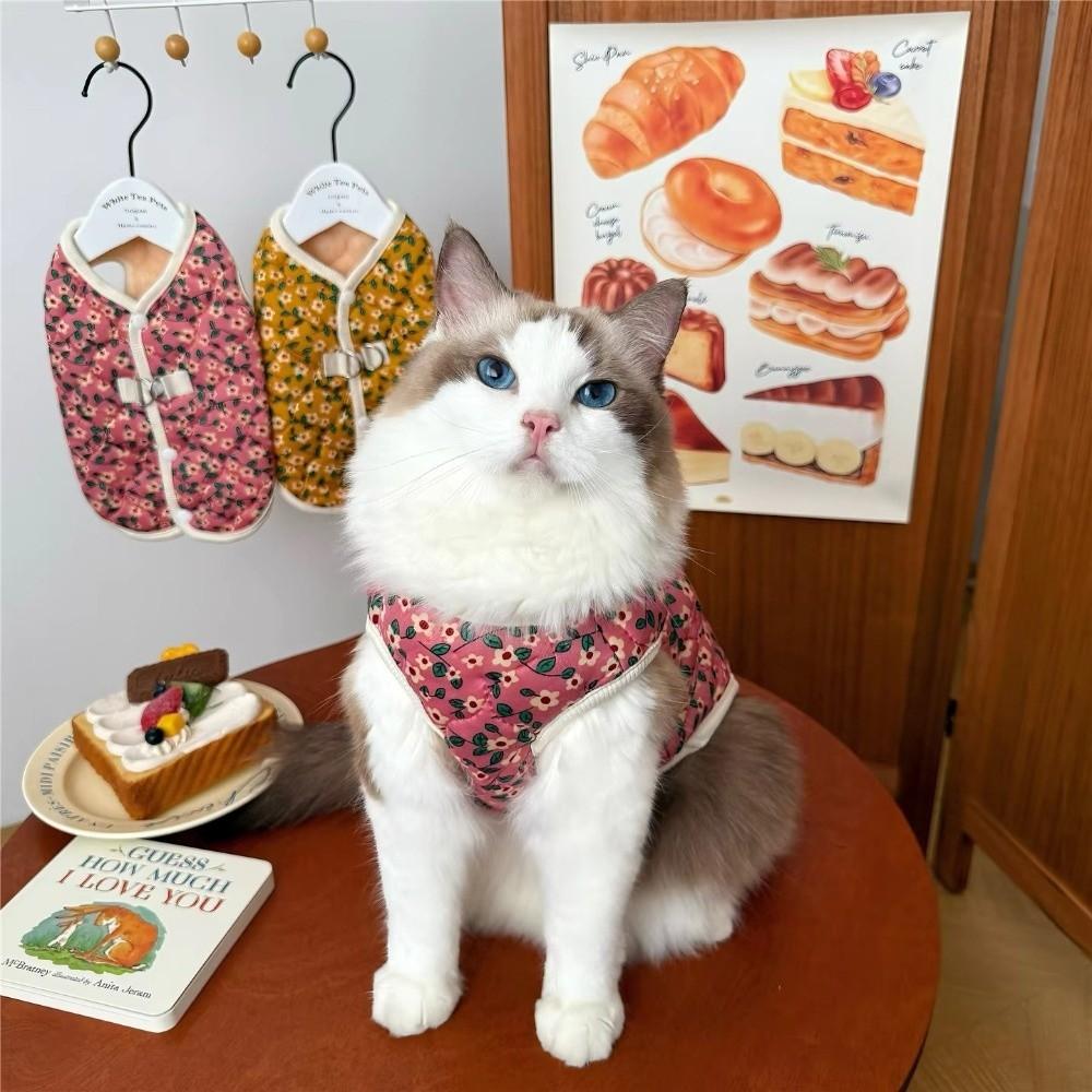 Warme Gemütliche Katzenkleidung Blumige Kätzchenbekleidung Neue Hundewelpenkleidung Herbst Winter