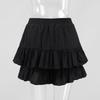 Summer High Waist Cotton Ruffle Hem Shorts Skirt, Solid Polka Dot Korean Style Casual Shorts for Women European American Fashion