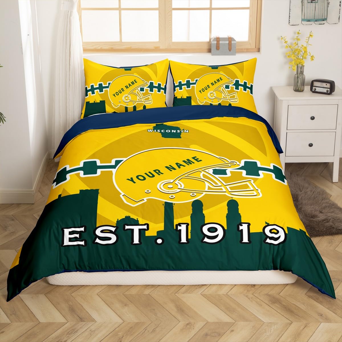 

Желтые спортивные комплекты пододеяльников для подростков и детей, размер Queen, легкие чехлы на одеяло, постельное белье для спортивных фанатов, декор спальни, без одеяла EU Single(135x200cm)