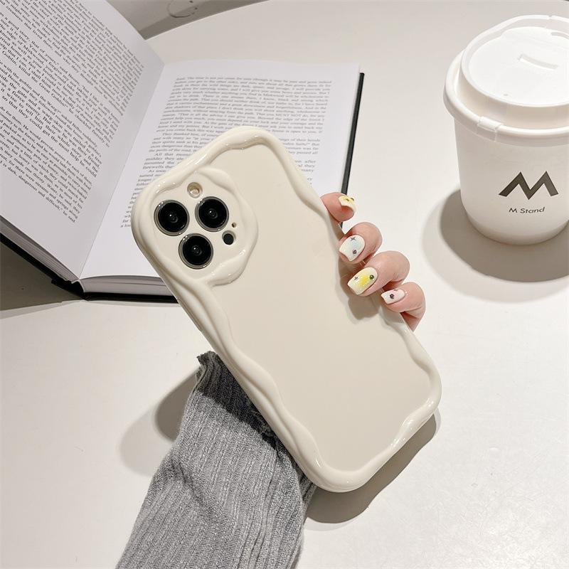 Pouzdro s krémovou texturou, vlnitý okraj, měkký silikonový kryt, pouzdro na telefon pro iPhone Samsung Huawei Honor Xiaomi Redmi Infinix Tecno, měkký zadní kryt