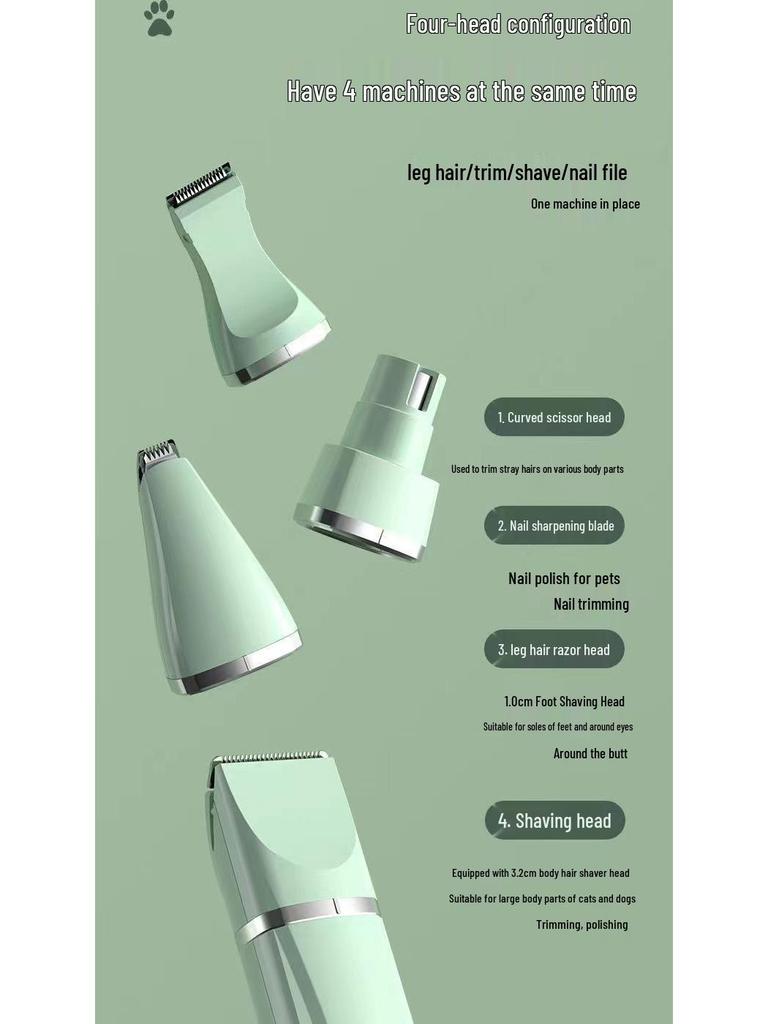 Pet Grooming Set: 4-in-1 Shaver for Dogs & Cats