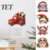 Self Adhesive Festive Wall Stickers Christmas Switch Stickers, Removable Santa Claus/Puppy/Reindeer/Elf/Pickup Truck Light Decorative Holiday