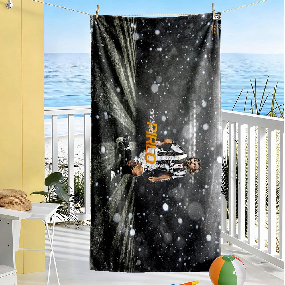 Soccer Player Action Field. Beach Towel High Absorbency & Quick-Dry Comfortable Lightweight Perfect for Traveling Yoga Camping and Swimming