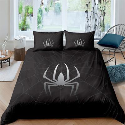 Scary Spider Bedding Set Queen Size Soft 3D Print Duvet Cover Set Halloween Theme Comforter Cover With Pillowcases Bedroom Decor