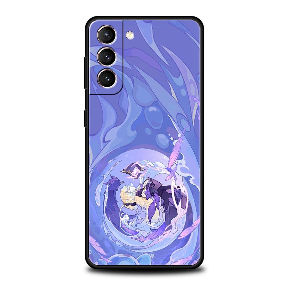 Genshin Impact Cartoon Logo Phone Case For Samsung Galaxy S23 Ultra S22 S21 S20 FE 5G S10 S10E S9 S8 Plus Note 20 Silicone Cover