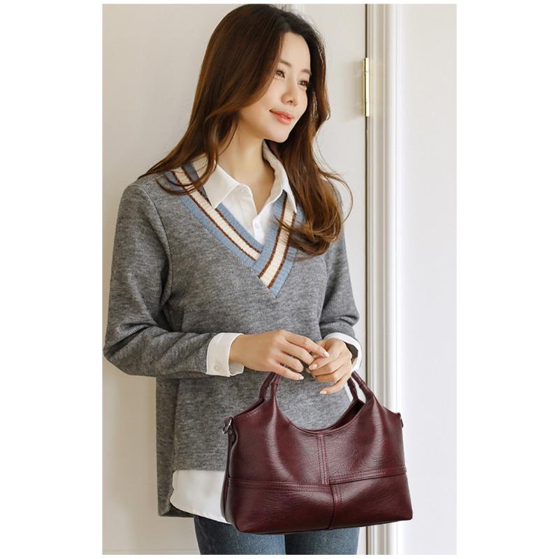 Vintage Leer Patchwork Handtas Mode Schoudertas Dames Vintage Crossbody Tas Werk Boodschappen en Dames Vakantiecadeaus