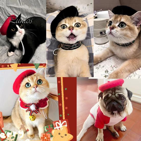 Haustiermütze, verstellbar, süße Katzen-Baskenmütze, bequem, weich, Hundekostüm, Kopfbedeckung, Foto-Requisiten, Haustier-Mode-Accessoires