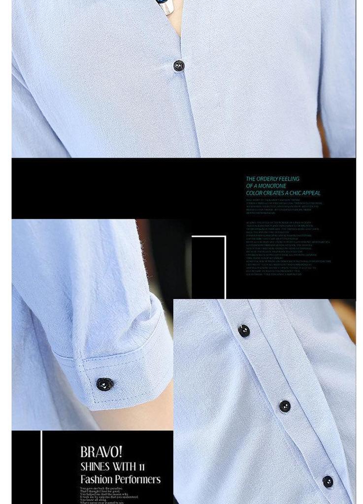Men's Slim Fit Stand-up Collar Shirt: Short & Long-Sleeved Korean Style for Spring/Autumn