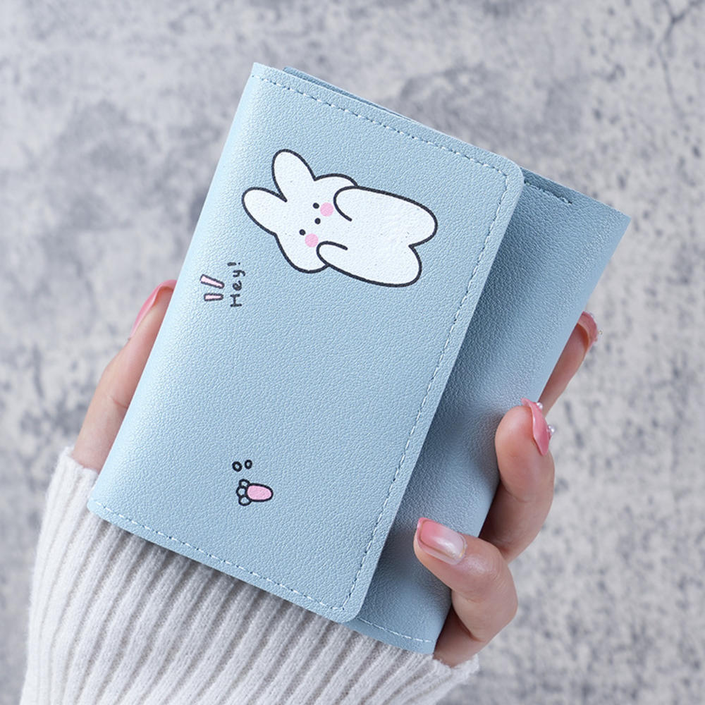 

PU Leather Cute Women Wallet Coin Purse Simple 3 Folds Multi-card Slots Card Holder Cute Cat Dog Short Wallets for Girls