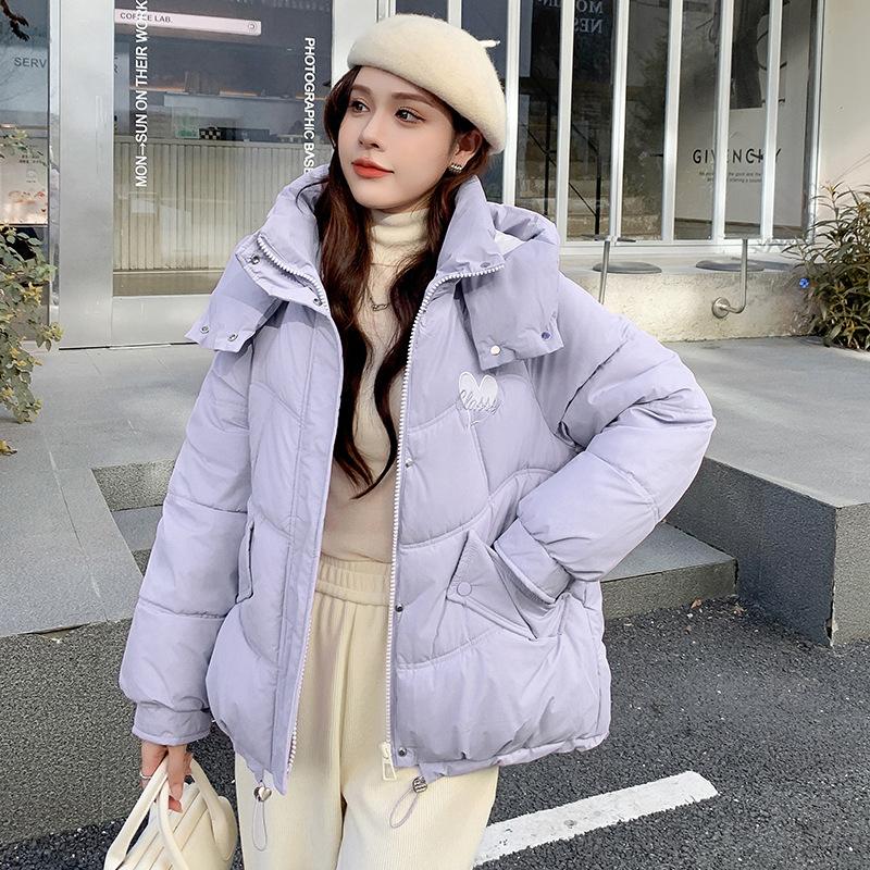 

Short down cotton jacket women s 2025 new thickened warm and fashionable loose embroidered cotton jacket XL