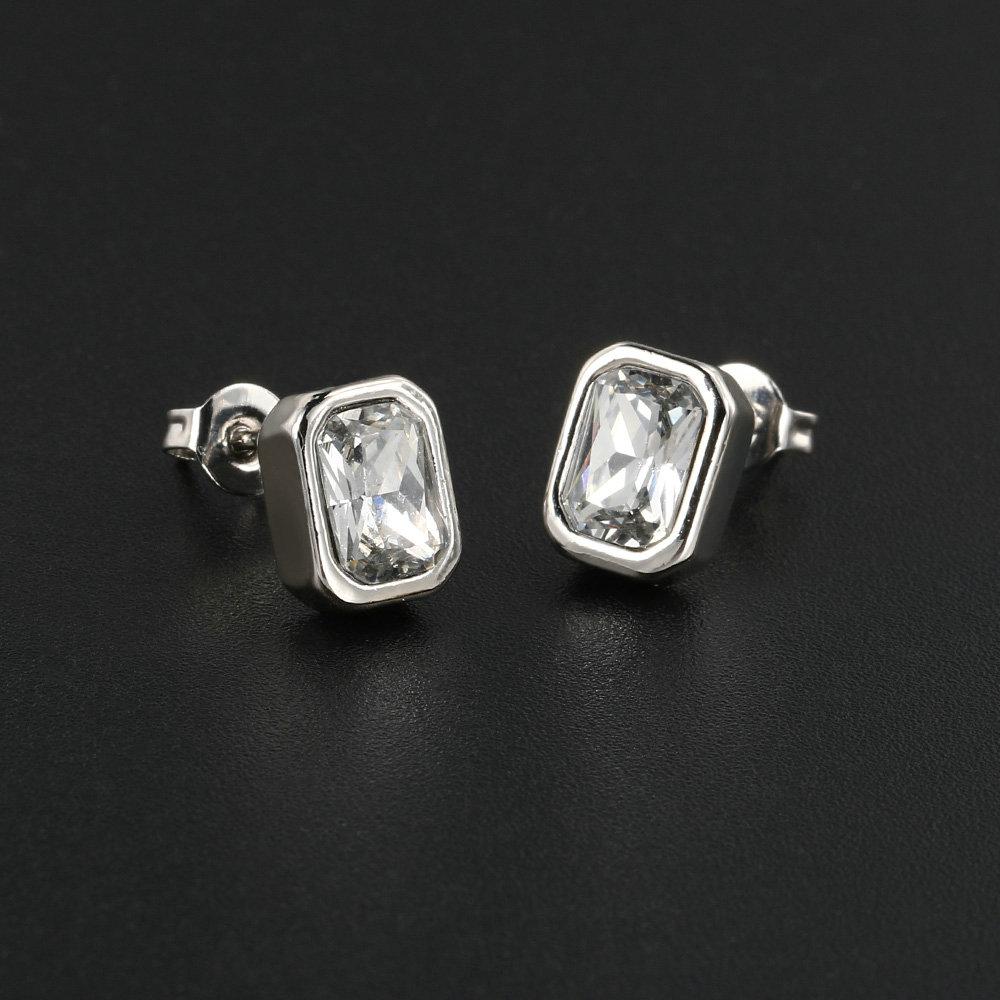 

Simple Classic Stud Earrings For Women Multicolour Geometric Square Zircon Rose Gold Color Ear Jewelry Wholesale Gifts KCE126
