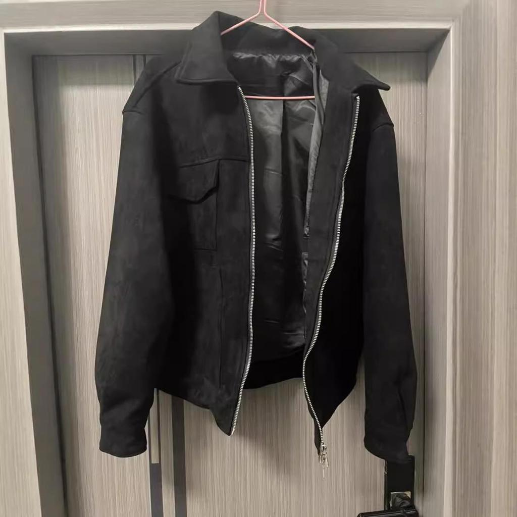 Trendy Unisex High Street Deerskin Zipper Jacket with Big Pockets.