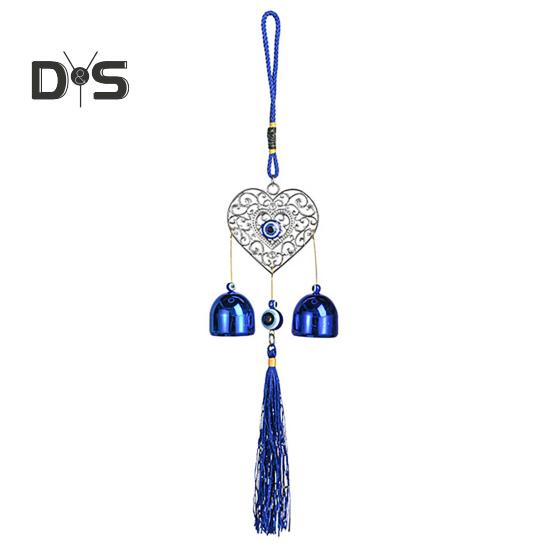 

Синий злые глаза ветряная музыка с 2 колокольчиками для внутреннего и наружного использования в саду, патио, подвесной металлический ветряной колокольчик в форме сердца и дерева для бабочки Love Heart