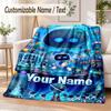 Astro Bot Custom Name Flannel Throw Blanket Soft Warm for Sofa Bed Indoor Home Use