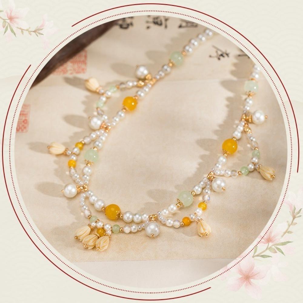Exquisite Chinese Style Necklace Pearls Cheongsam Clavicle Chain Hanfu Necklaces  Song Dynasty