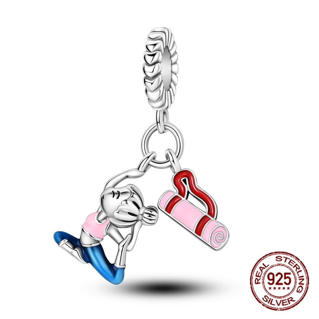 100% Real Copper Blue Series Eyes Peace Cross Charms Bead Fit Original Bracelet Plata Charms For Women