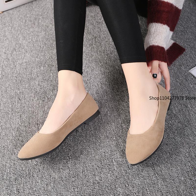 Fashion Plus Size 43 Women Flats Slip On Flat Shoes Candy Color 2025 Woman Boat Shoes Black Loafers Faux Suede Ladies Ballet Flats