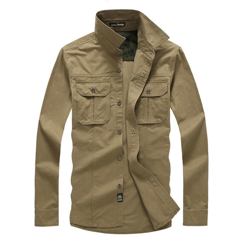 

Весенне-осенняя мужская рубашка, повседневная, внедорожная, армейская, с длинными рукавами, мужские рубашки XXXXL хаки