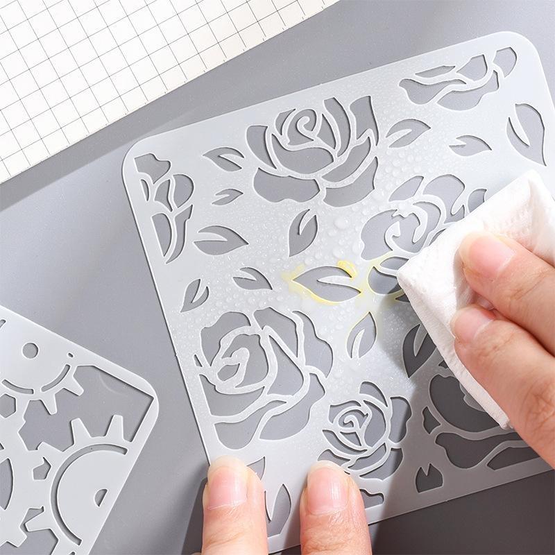6 stk/sett Blomstersommerfugl sjablongmaler for utklippsbokvegg Liten kreativ design DIY-dekorsjablonger for maling og dekor