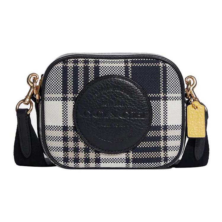 New COACH Dempsey Leather Camera Bags Shoulder Bag Crossbody Bag Mini Women's Dark Blue & White C8681-IMF23
