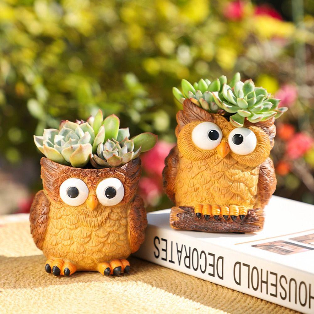 Cute Owl Planter Cartoon Animal Vase Creative Pen Container  Dried Flower