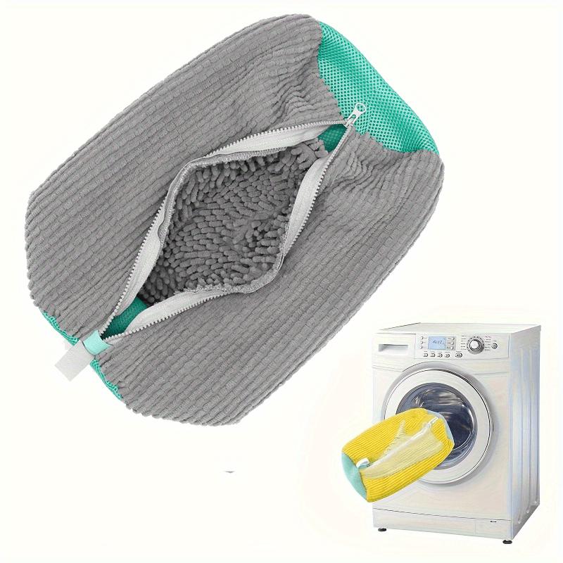 

Durable Mesh Shoe Wash Bag with Zipper, Plush Lining Inside Protects Sneakers and Casual Shoes in Household Washing Machine 1PCS серый