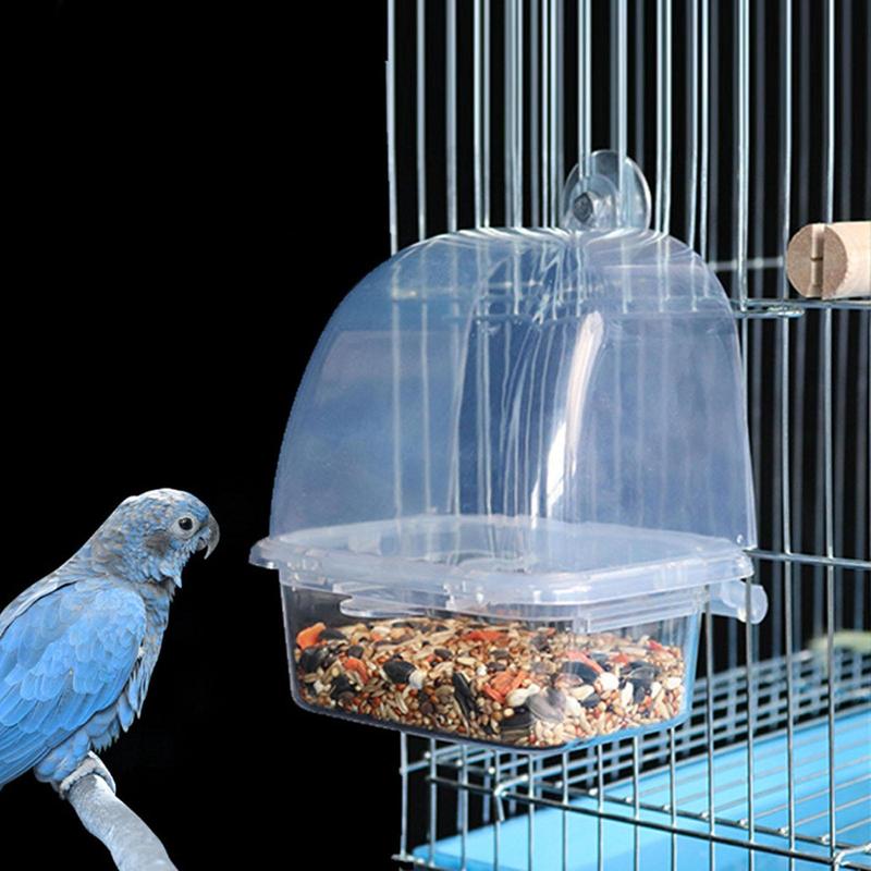 Bird Feeder Transparent Parrot Food Box Spill proof Cup Bird Automatic Feeder