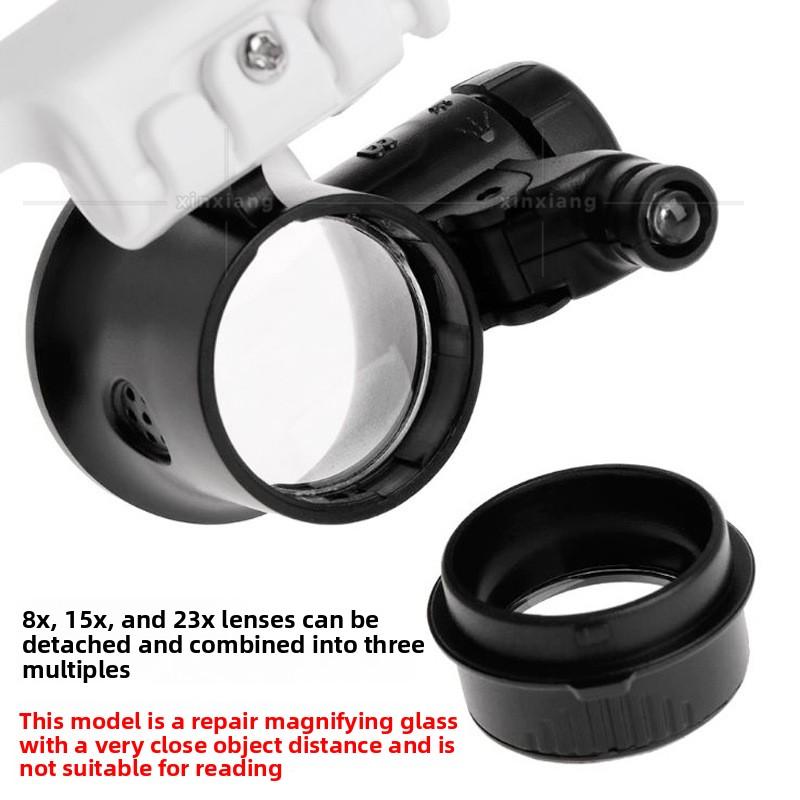 8 Times 15 Times 23 Times Head Wearing LED Magnifying Glass Watch Chip Circuit Board Repair Antique Identification Seal Engraving Seal