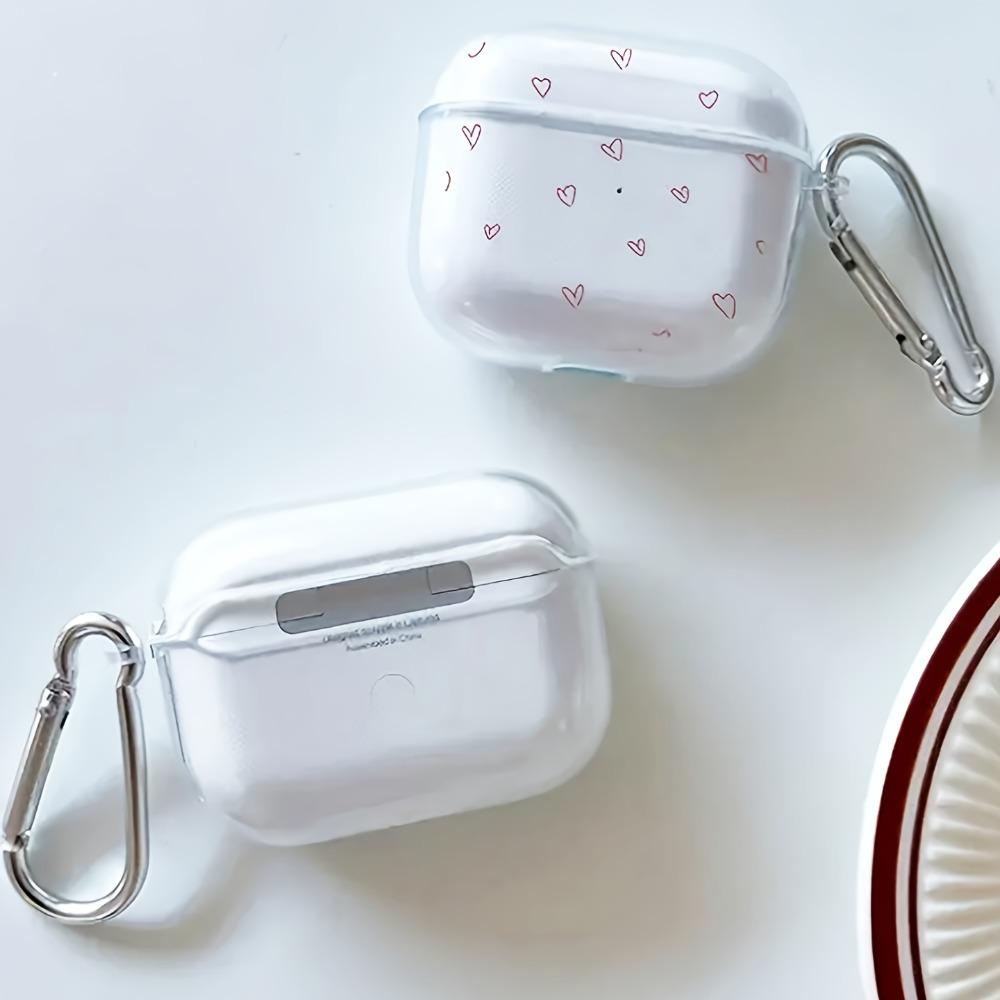 The Red Little Heart Pattern Is Suitable for AirPods 3 2 1 Pro 2 4 Pro3 Transparent Headphone Protective Case To Prevent Falls