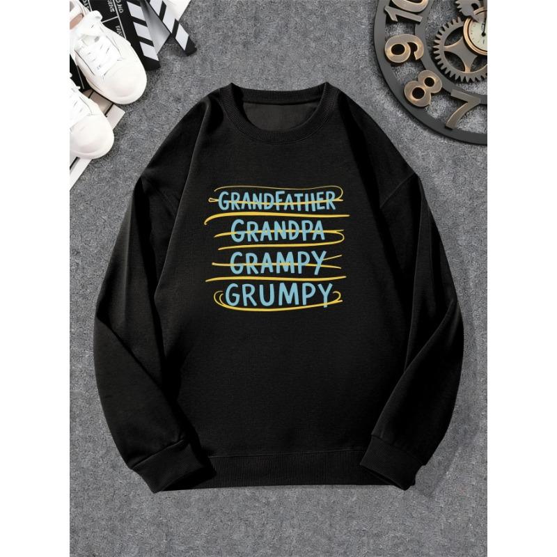 Men's Casual Round-Neck Sweatshirt With Grandfather Grandpa Grampy Grumpy Patterns.